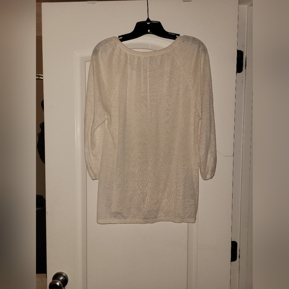 Joie Cream Linen Tunic Top with Tie Strings - Picture 4 of 5